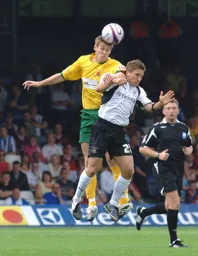 Paul McVeigh beaten to the ball