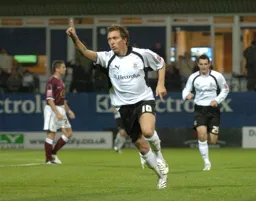 Darren Currie celebrates his stunning opener