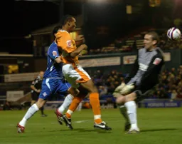 Calvin Andrew goes for goal