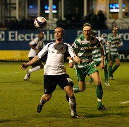 Drew Talbot looks to bring the ball down