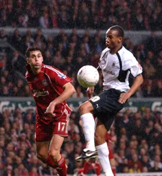 Calvin Andrew controls the ball off this thigh
