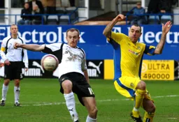 Drew Talbot eyes fixed on the ball