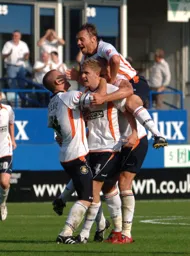 Asa Hall is congratulated on his goal