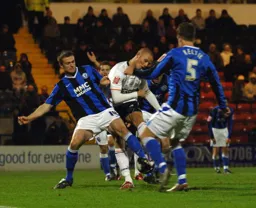 Harry Worley creates havoc in the Rochdale defence