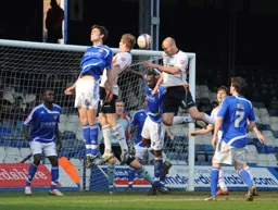 Sam Parkin about to get his head to the ball