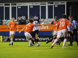 George Pilkington scores his and Town`s second goal of the evening