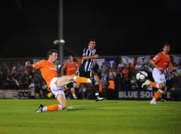 Tom Craddock scores the only goal of the game