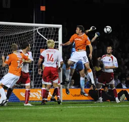 Tom Craddock gives the Stevenage defence an anxious moment