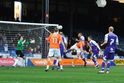 Steve Basham`s header finds the net for the first goal