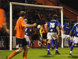 Kevin Gallen heads in his and Town`s second goal from close range