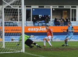 Kevin Gallen scores his second and Town`s third goal of the game