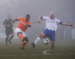 Mark Nwokeji shoots from the edge of the penalty area
