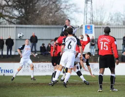 Liam Hatch heads in the first goal