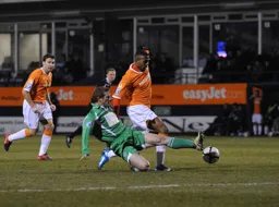 A desparate last ditch tackle stops Matthew Barnes-Homer