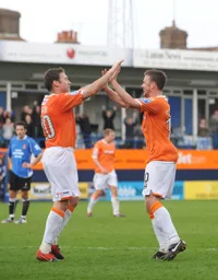 4-0 Kevin Gallen celebrates with Tom Craddock after scoring the fourth goal