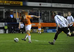 Jake Howells hammers home Town`s third goal