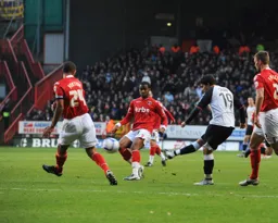 Danny Crow fires a shot in as the Town earn a creditable FA Cup 2nd Round draw against far higher opposition