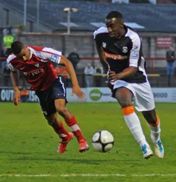 Amari Morgan-Smith drives at the York defence but the Town go down 1-0 at Bootham Crescent
