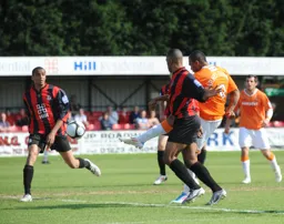 Matthew Barnes-Homer smashes in the second goal for Luton