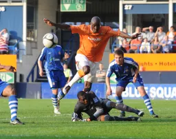 Lloyd Owusu battling away. Surprisingly it would be his last appearance of the season