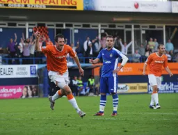 Zdenek Kroca with a vital goal that eased the Luton nerves by restoring the three goal lead