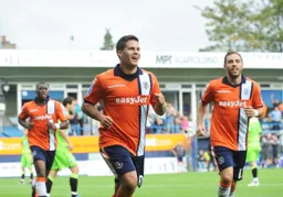 Danny Crow is all smiles after scoring Town`s first goal