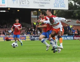 Aaron O`Connor takes a shot at goal