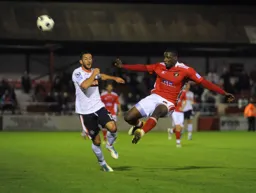 Stuart Fleetwood can only watch as the ball is cleared