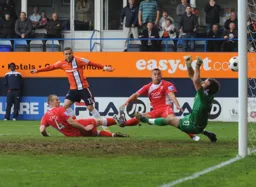 Robbie Willmott scores the only goal of the game