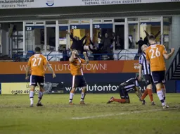 Alex Lawless looks happy after scoring Town`s equalizer