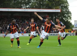 Luke Wilkinson celebrates his goal
