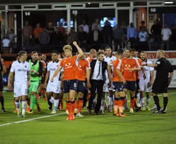Some angry exchanges at the final whistle but Cameron McGeehan looks happy enough