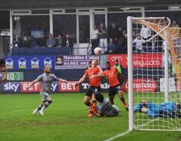Cameron McGeehan cannot quite force the ball into the net