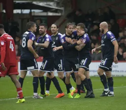 All smiles after James Collins had opened the scoring