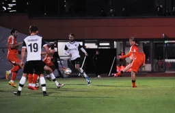 Luke Berry hammers in the fifth goal to complete the rout