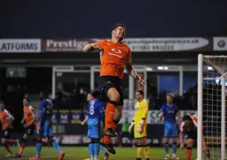 James Collins leaps for joy after he had scored the second goal