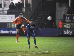 Jordan Cook hits a spectacular volley towards goal