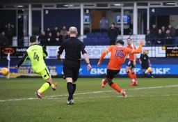 Harry Cornick scores the only goal of the game