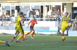Luke Berry reduces the arrears scoring Town`s first goal