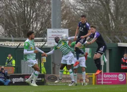 Dan Potts and Glen Rea get above the Yeovil defence