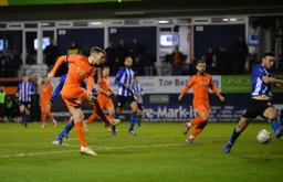 Jack Stacey has his shot blocked