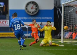 James Collins puts the ball in the net
