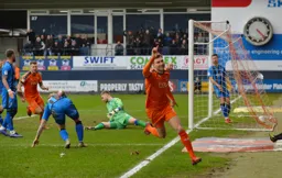 The ball is in the back of the net as Jack Stacey celebrates