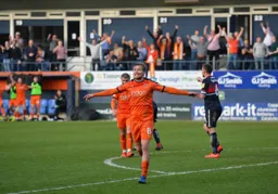 Luke Berry celebrates scoring the fourth
