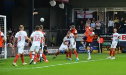 Martin Cranie heads in from a corner to put the Town 2-1 ahead