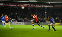 Harry Cornick chasing a through ball