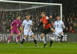 Luke Berry goes for the spectacular with a deft backheel attempt