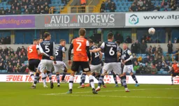 That's going in! Sonny Bradley heads in Luton's first goal of the new year