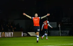 James Collins wheeling away after putting the Town ahead
