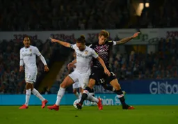 James Collins having a tango with Luke Ayling
